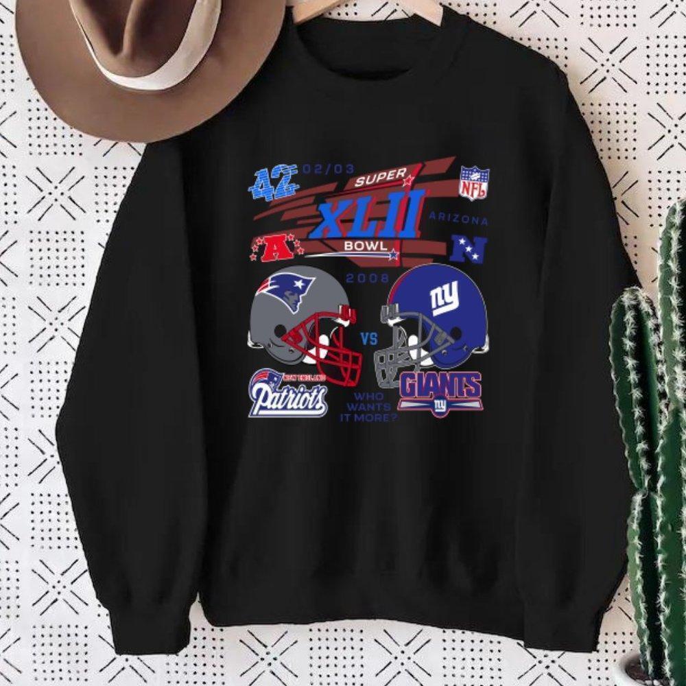 Superbowl 2008 Patriots Giants Black Football Retro Sweatshirt